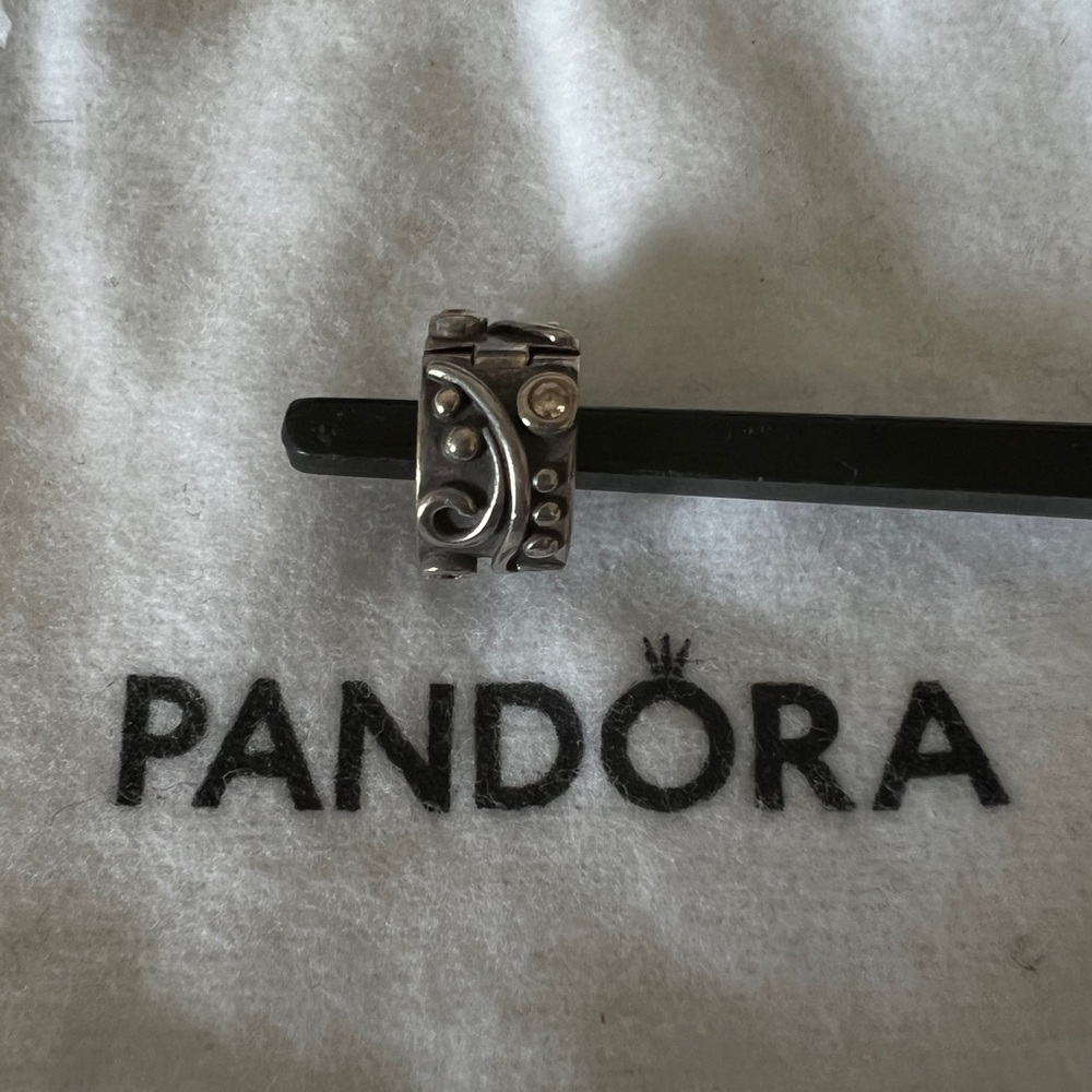 Vintage Pandora Clip Bead featuring Crystal Embellishments